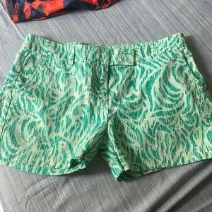 Turquoise print women chino shorts